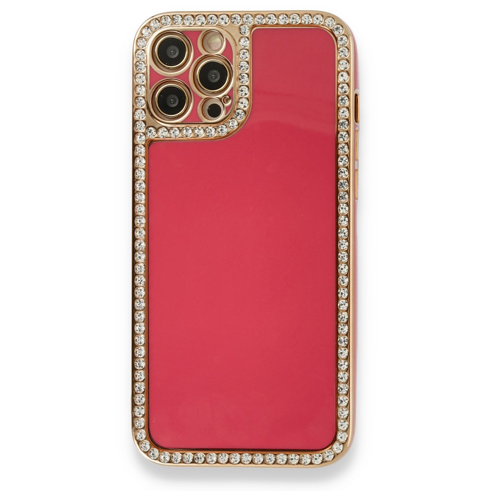  iPhone 12 Pro Kılıf Solo Taşlı Silikon - Pembe
