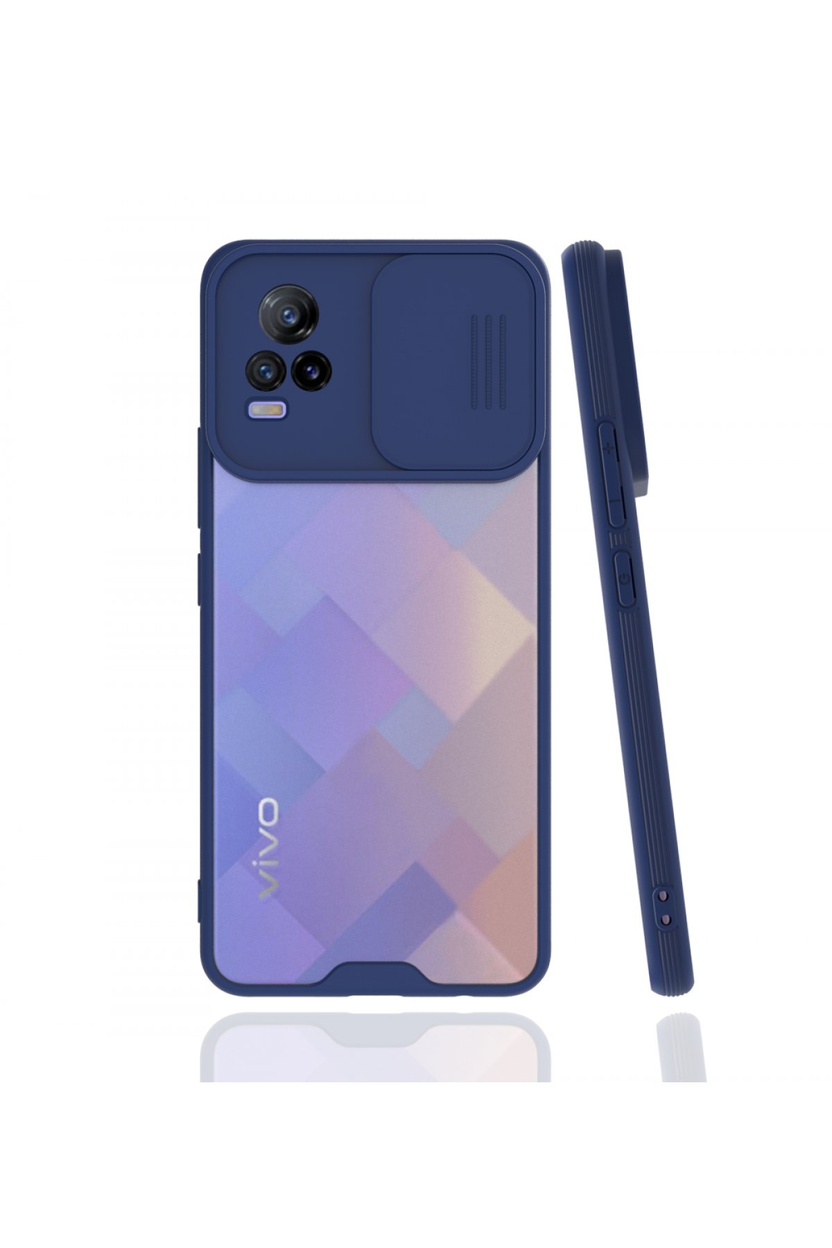  Vivo V21e Kılıf Platin Kamera Koruma Silikon - Lacivert