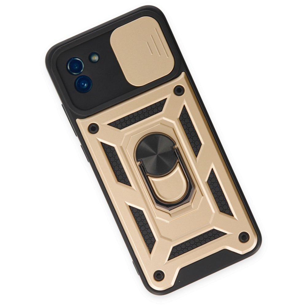 Samsung Galaxy A03 Kılıf Pars Lens Yüzüklü Silikon - Gold Samsung Galaxy A03 Kılıf Pars Lens Yüzüklü Silikon - Gold