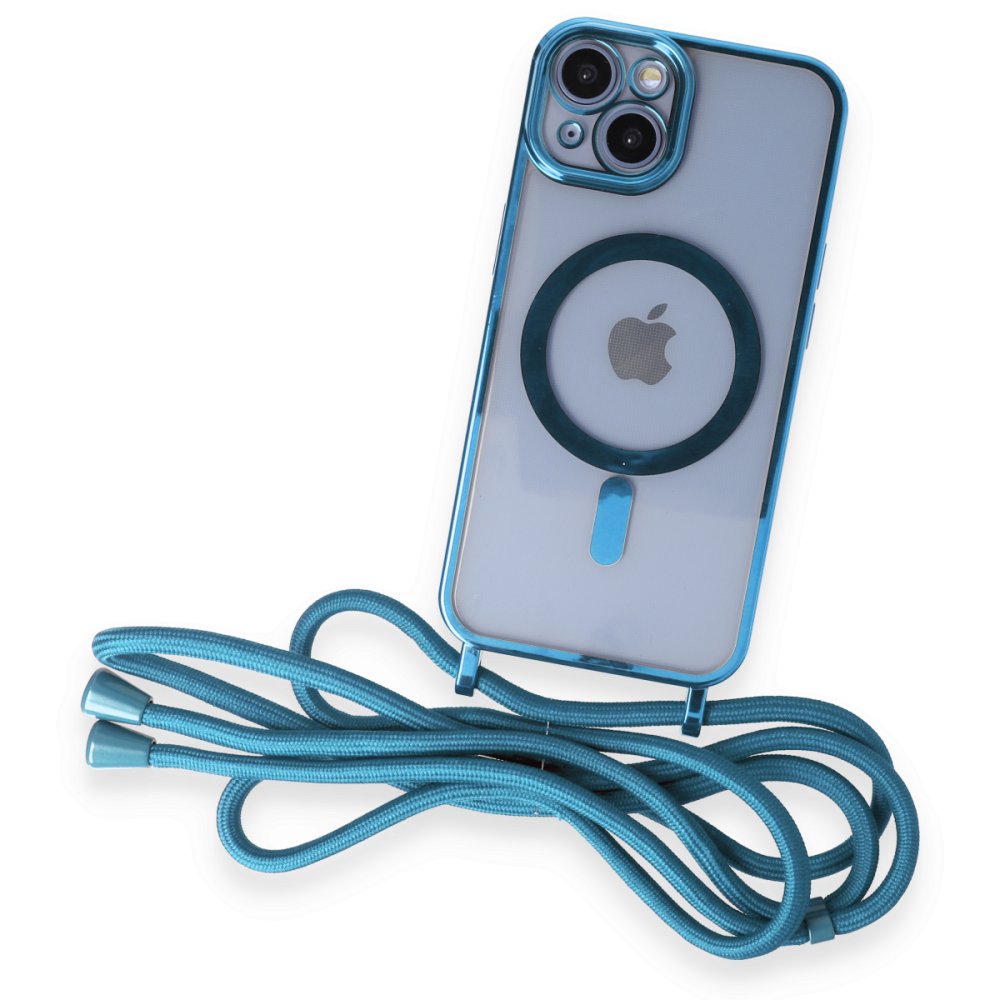  iPhone 13 Kılıf Divo Lazer Askılı Magsafe Kapak - Sierra Blue