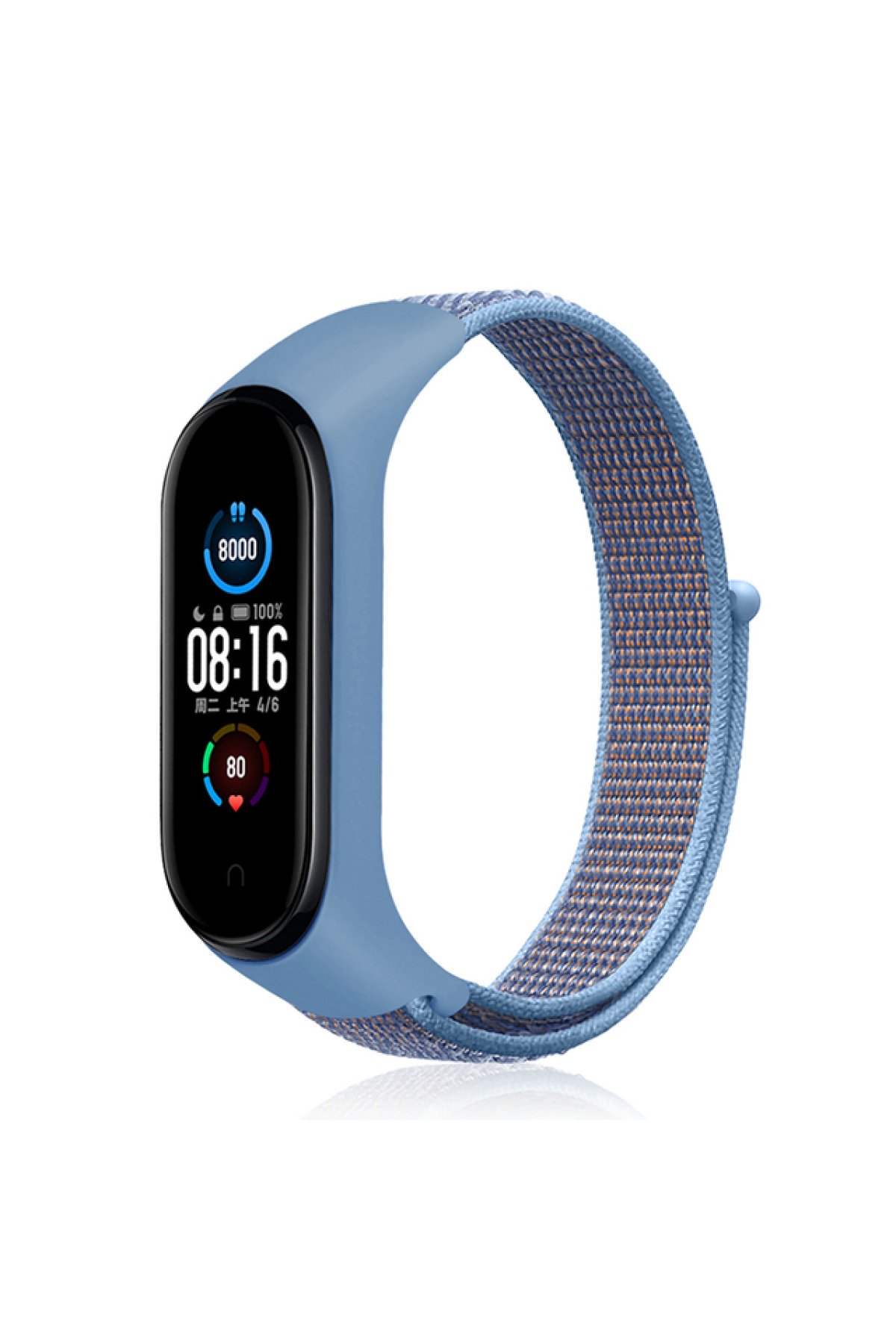  Xiaomi Mi Band 3 Hasırlı Cırtcırtlı Kordon - Mavi
