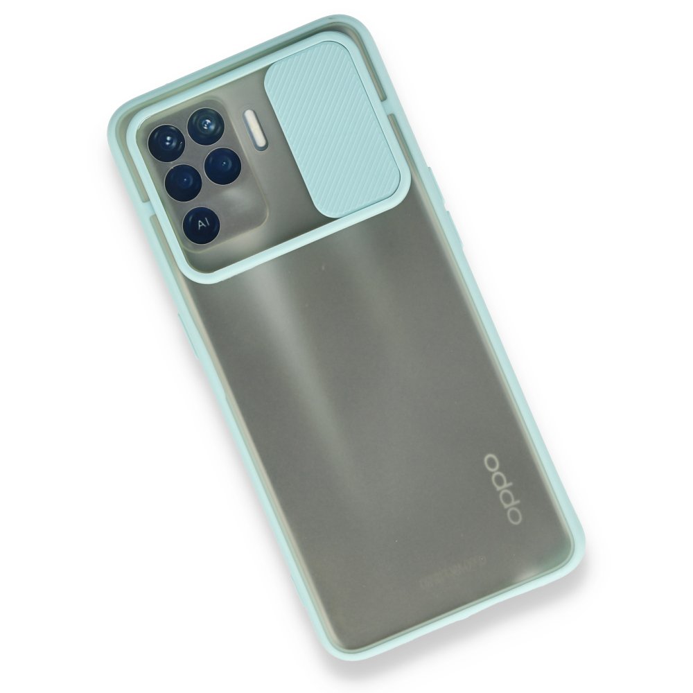  Oppo Reno 5 Lite Kılıf Palm Buzlu Kamera Sürgülü Silikon - Turkuaz