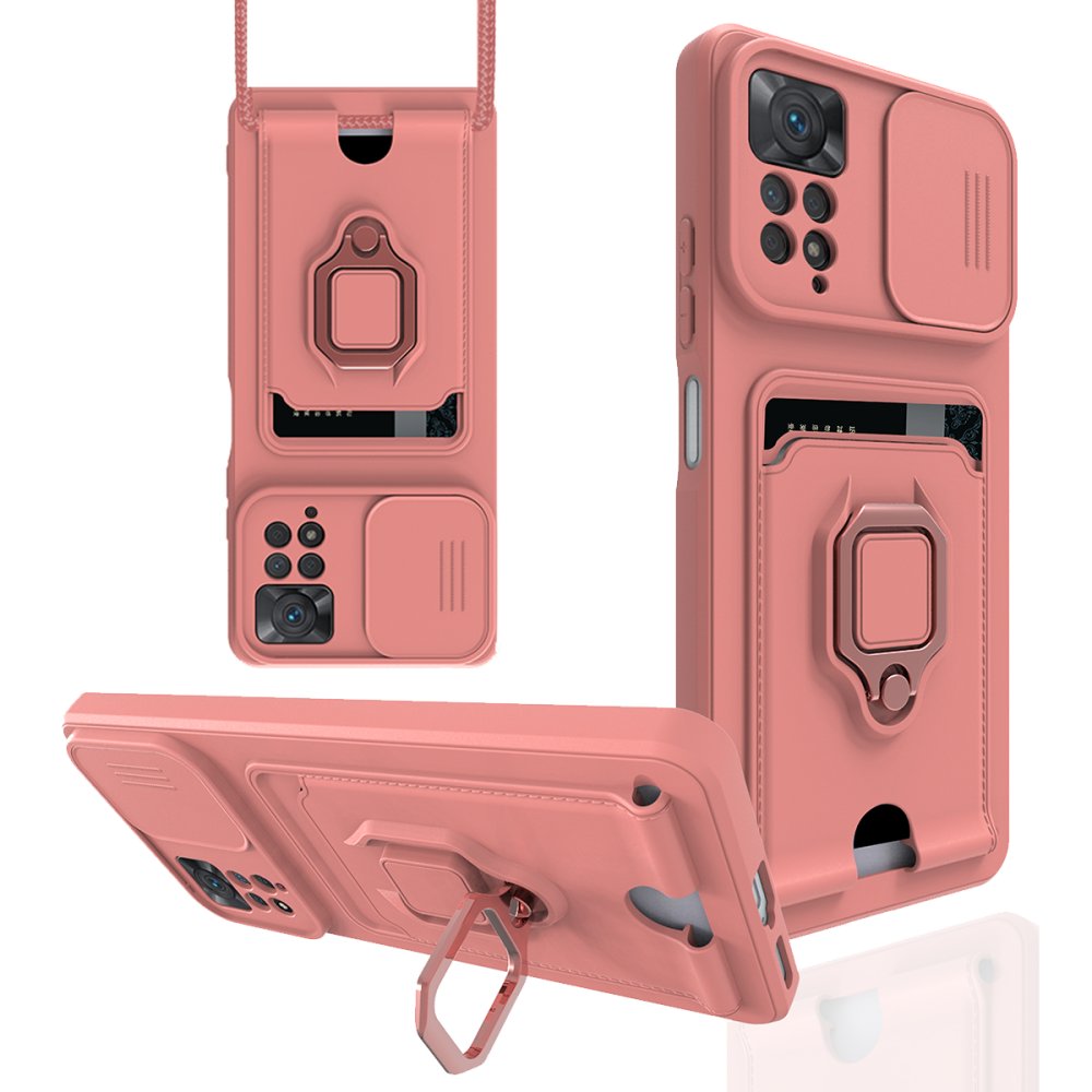 Redmi Note 12 Pro 4G Kılıf Zuma Kartvizitli Yüzüklü Silikon - Pembe