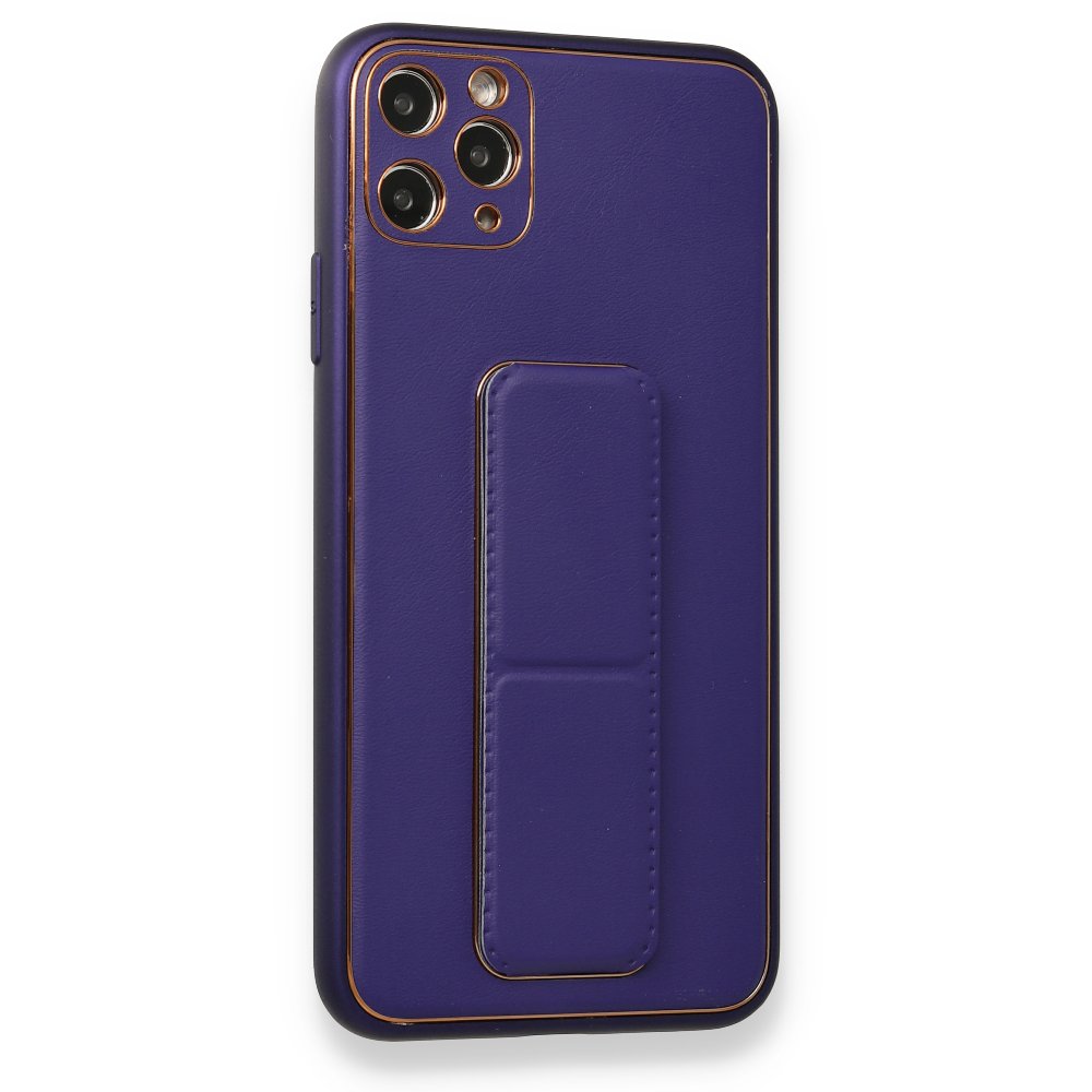 iPhone 11 Pro Max Kılıf Coco Deri Standlı Kapak - Mor iPhone 11 Pro Max Kılıf Coco Deri Standlı Kapak - Mor