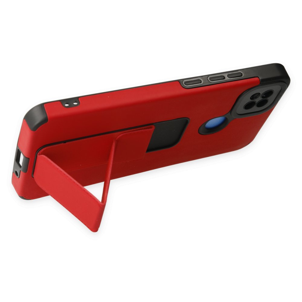 Redmi 9C Kılıf Mega Standlı Silikon - Kırmızı Redmi 9C Kılıf Mega Standlı Silikon - Kırmızı