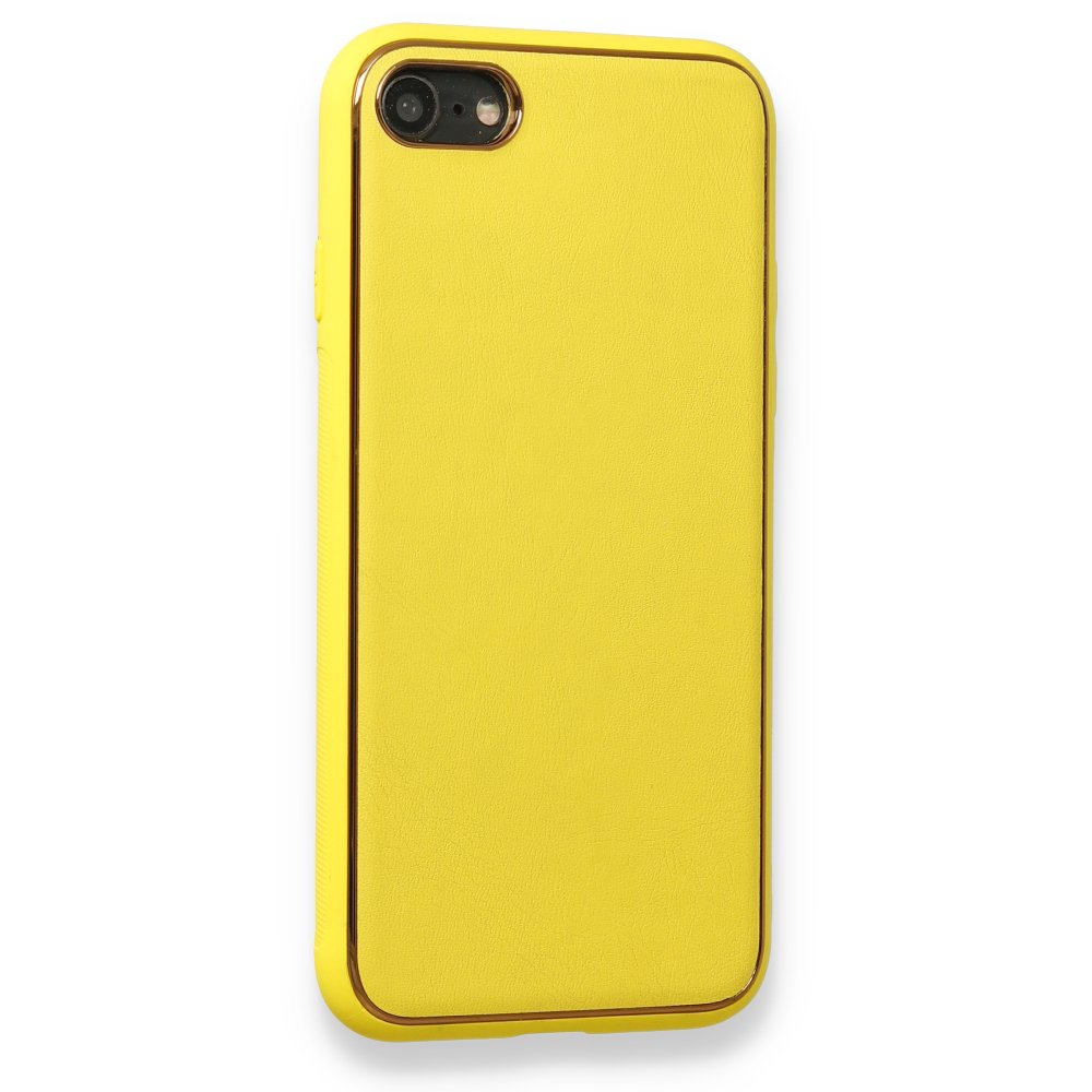  iPhone 8 Kılıf Coco Deri Silikon Kapak - Sarı