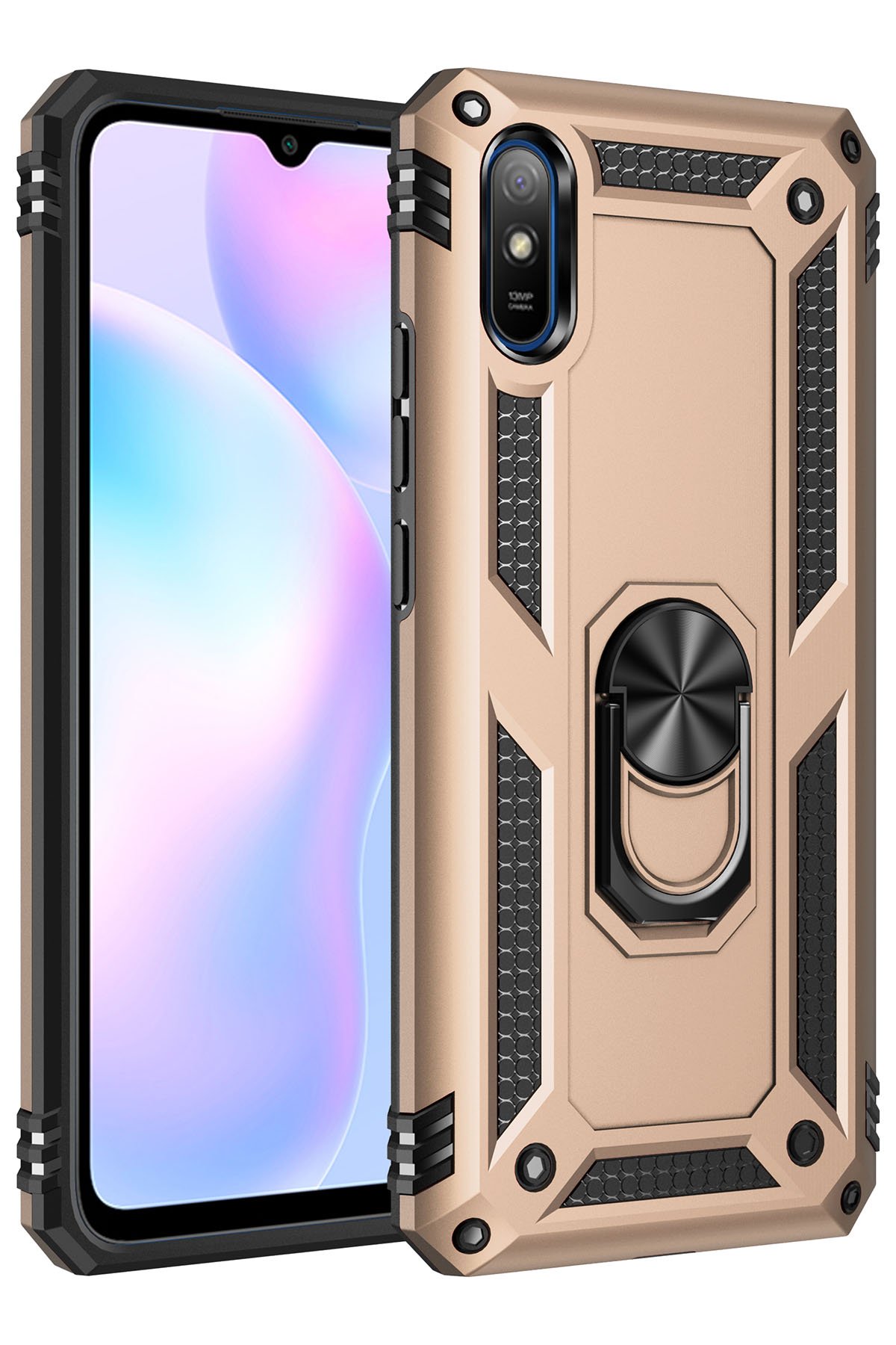 Redmi 9A Kılıf Sofya Yüzüklü Silikon Kapak - Gold Redmi 9A Kılıf Sofya Yüzüklü Silikon Kapak - Gold