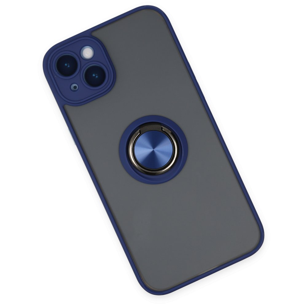 iPhone 14 Kılıf Montreal Yüzüklü Silikon Kapak - Lacivert iPhone 14 Kılıf Montreal Yüzüklü Silikon Kapak - Lacivert