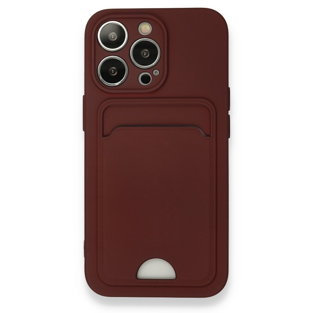  iPhone 13 Pro Kılıf Kelvin Kartvizitli Silikon - Bordo