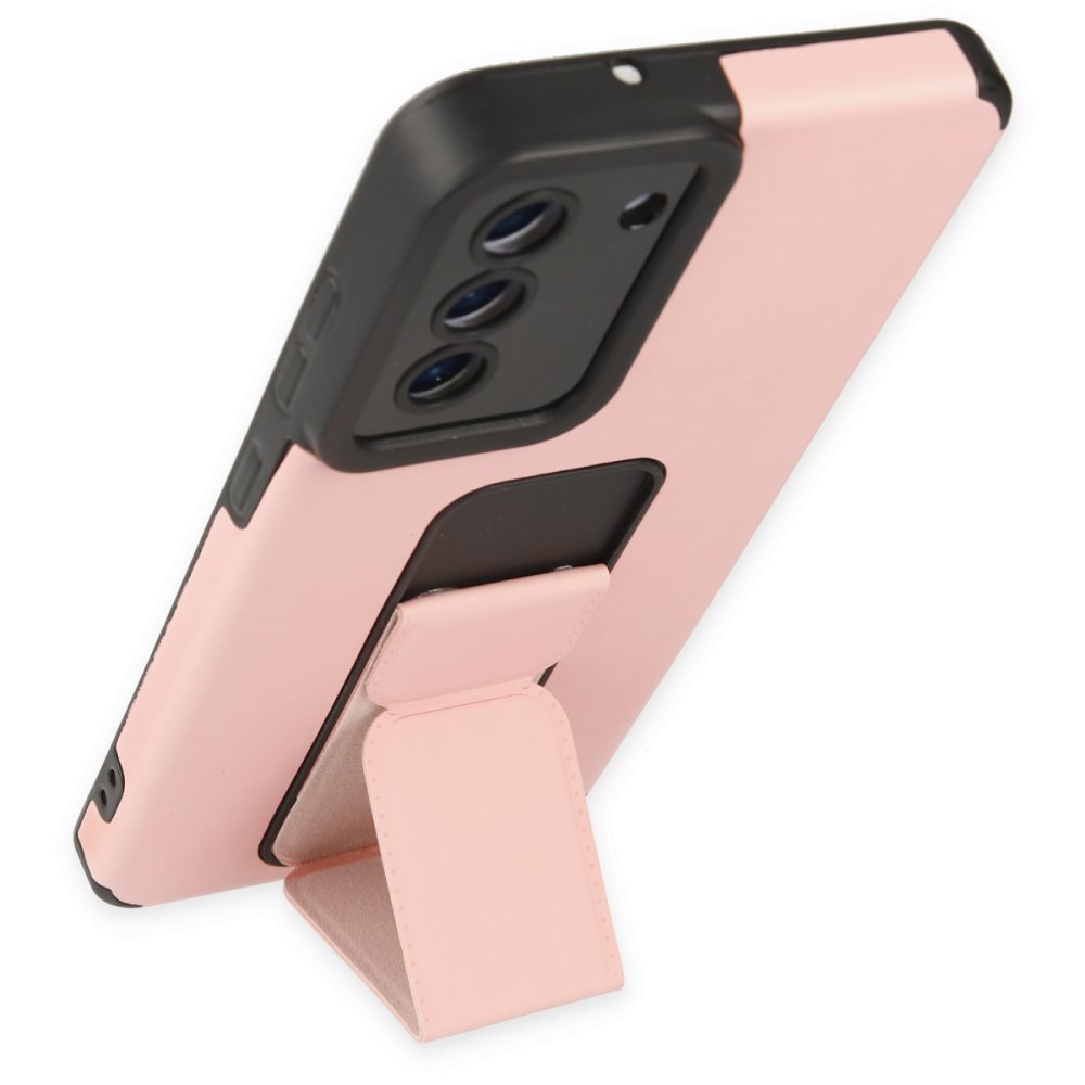  Samsung Galaxy S21 FE Kılıf Mega Standlı Silikon - Pudra