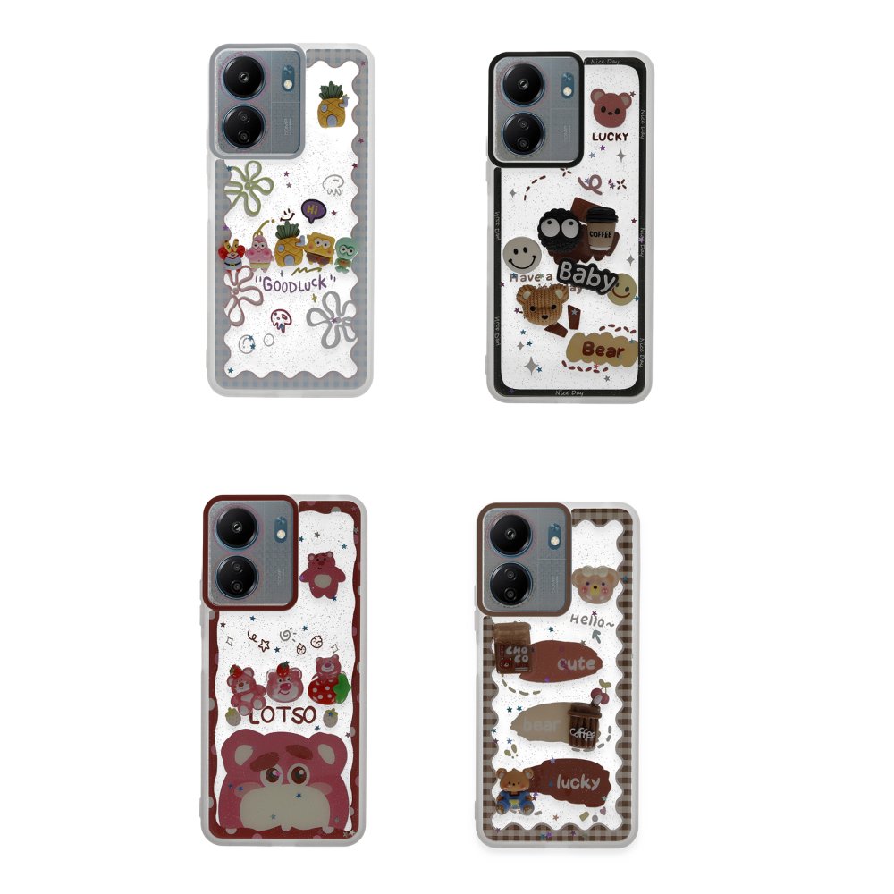  Xiaomi Poco C65 Kılıf Sweet Desenli Silikon Kapak - Şeffaf