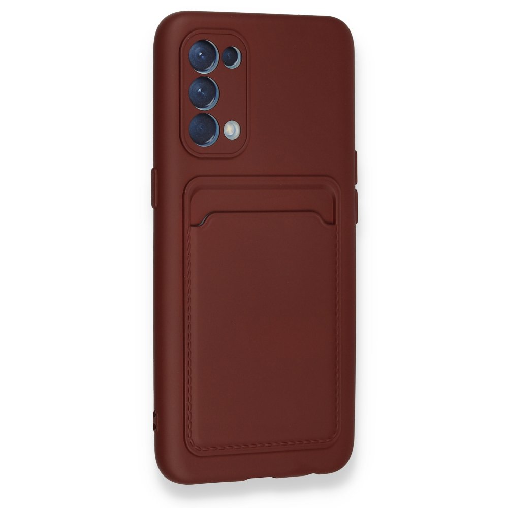  Oppo Reno 5 Kılıf Kelvin Kartvizitli Silikon - Bordo