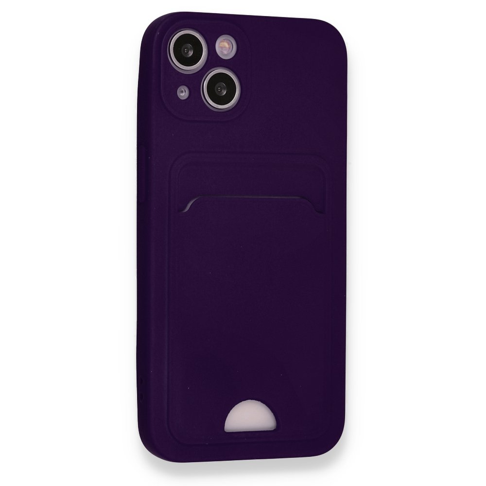  iPhone 13 Kılıf Kelvin Kartvizitli Silikon - Derin Mor