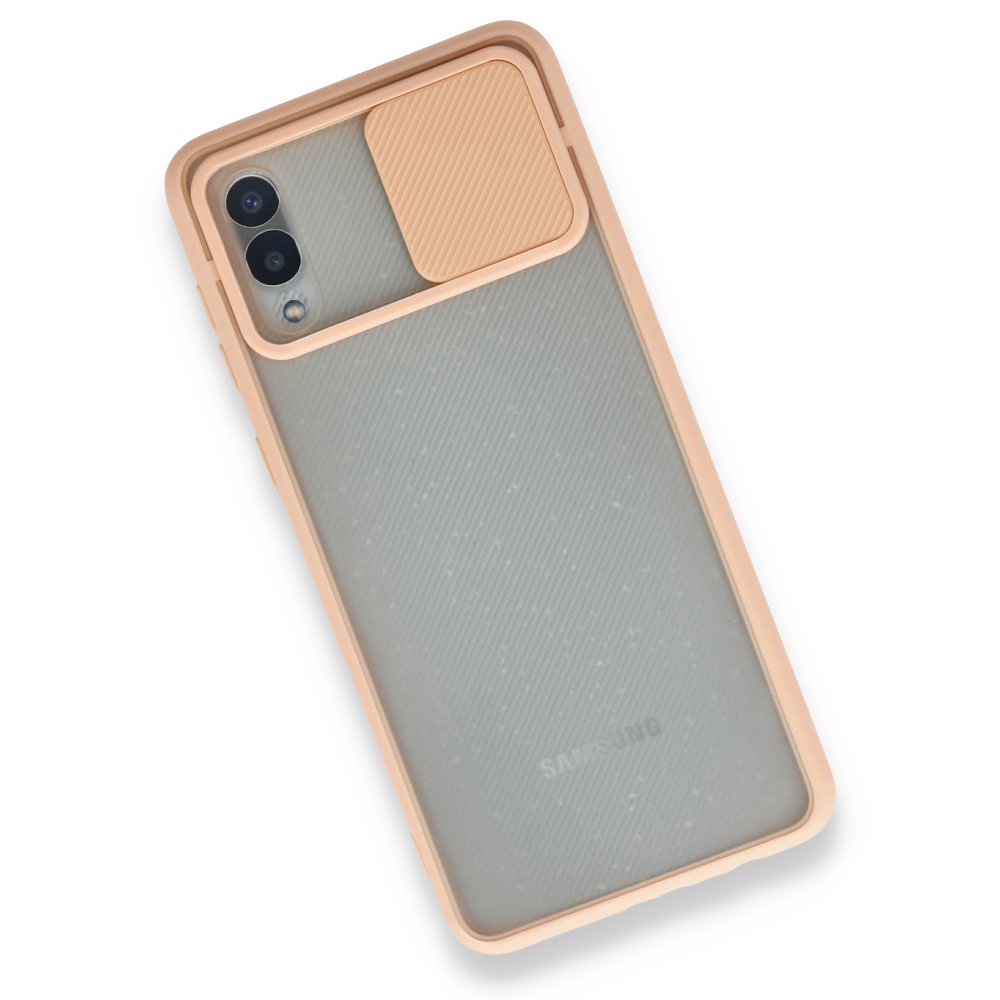  Samsung Galaxy A02 Kılıf Palm Buzlu Kamera Sürgülü Silikon - Pembe