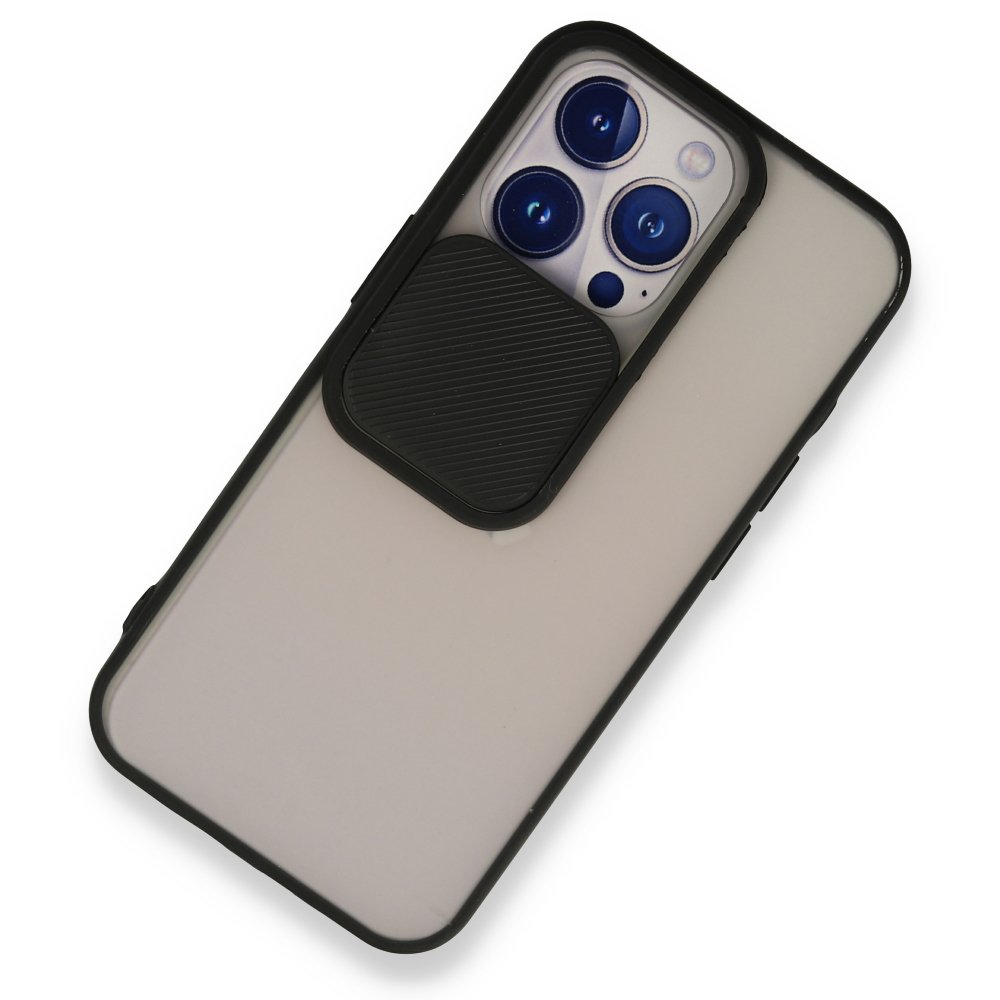  iPhone 13 Pro Kılıf Palm Buzlu Kamera Sürgülü Silikon - Siyah