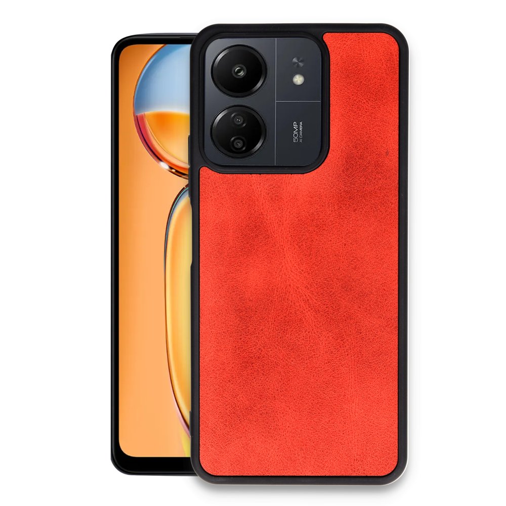 Redmi 13C Kılıf Aras Deri Kapak - Kırmızı Redmi 13C Kılıf Aras Deri Kapak - Kırmızı