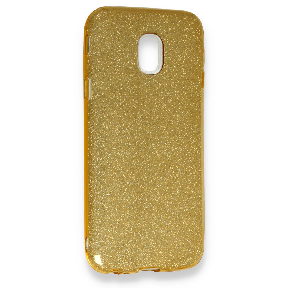  Samsung Galaxy J3 Pro / J330 Kılıf Simli Katmanlı Silikon - Gold