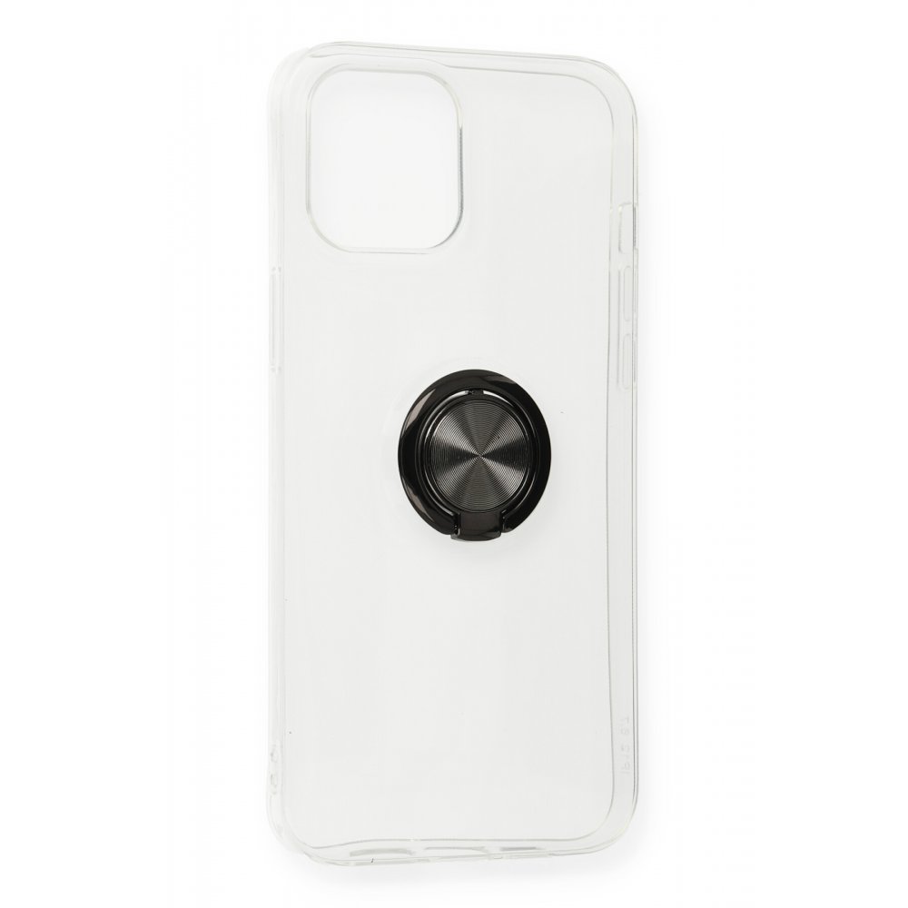  iPhone 12 Pro Max Kılıf Gros Yüzüklü Silikon - Siyah