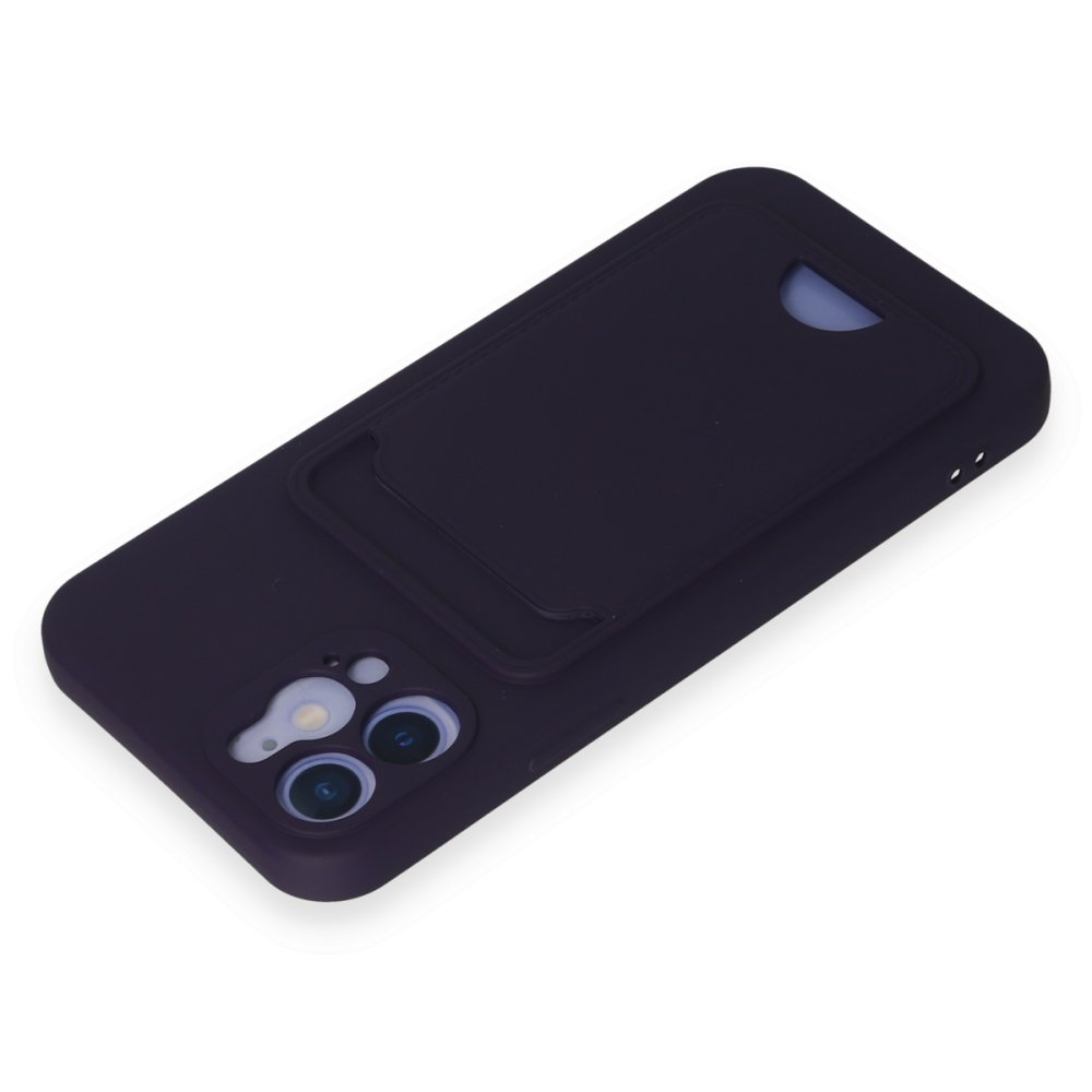  iPhone 12 Kılıf Kelvin Kartvizitli Silikon - Derin Mor