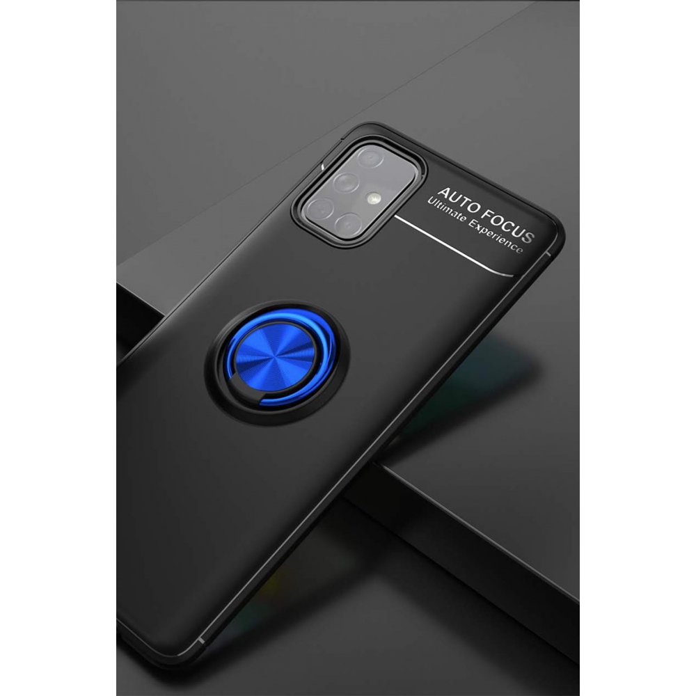 Samsung Galaxy A71 Kılıf Range Yüzüklü Silikon - Siyah-Mavi Samsung Galaxy A71 Kılıf Range Yüzüklü Silikon - Siyah-Mavi