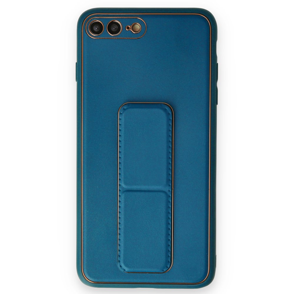  iPhone 8 Plus Kılıf Coco Deri Standlı Kapak - Açık Mavi