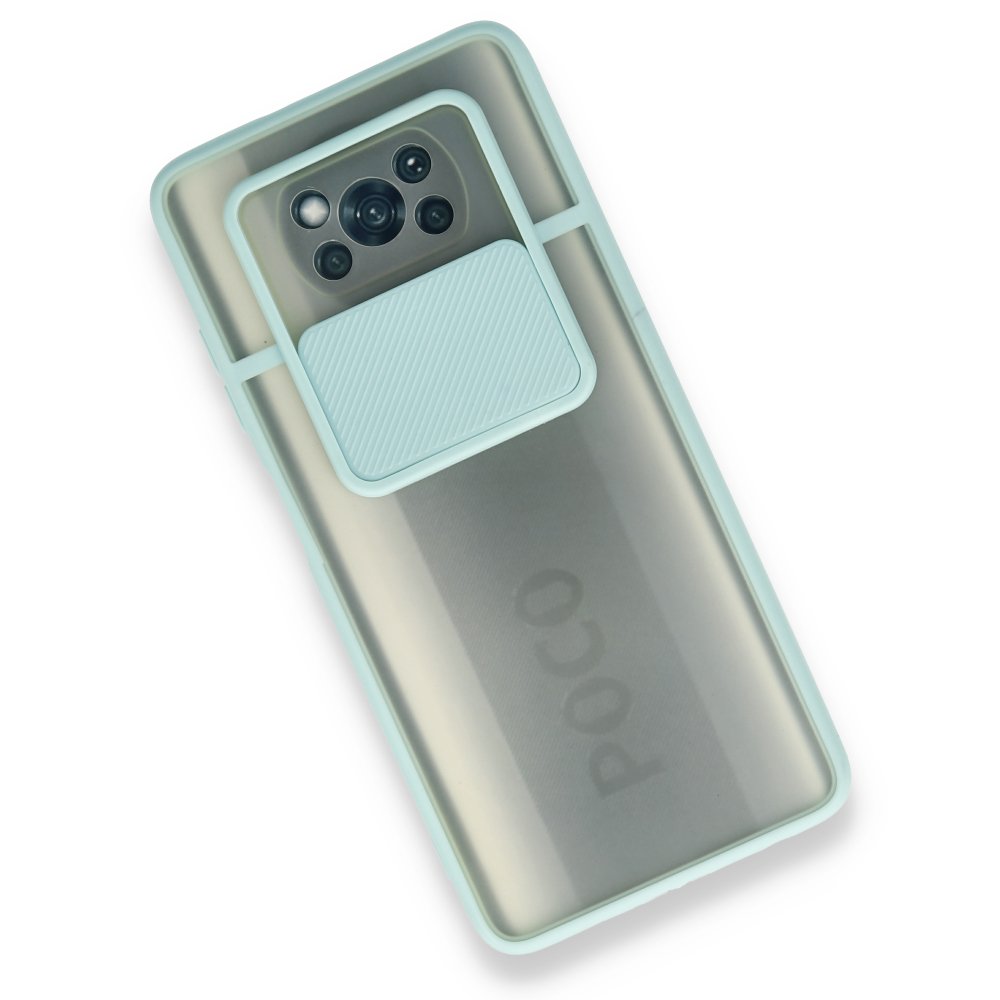  Xiaomi Pocophone X3 Kılıf Palm Buzlu Kamera Sürgülü Silikon - Turkuaz