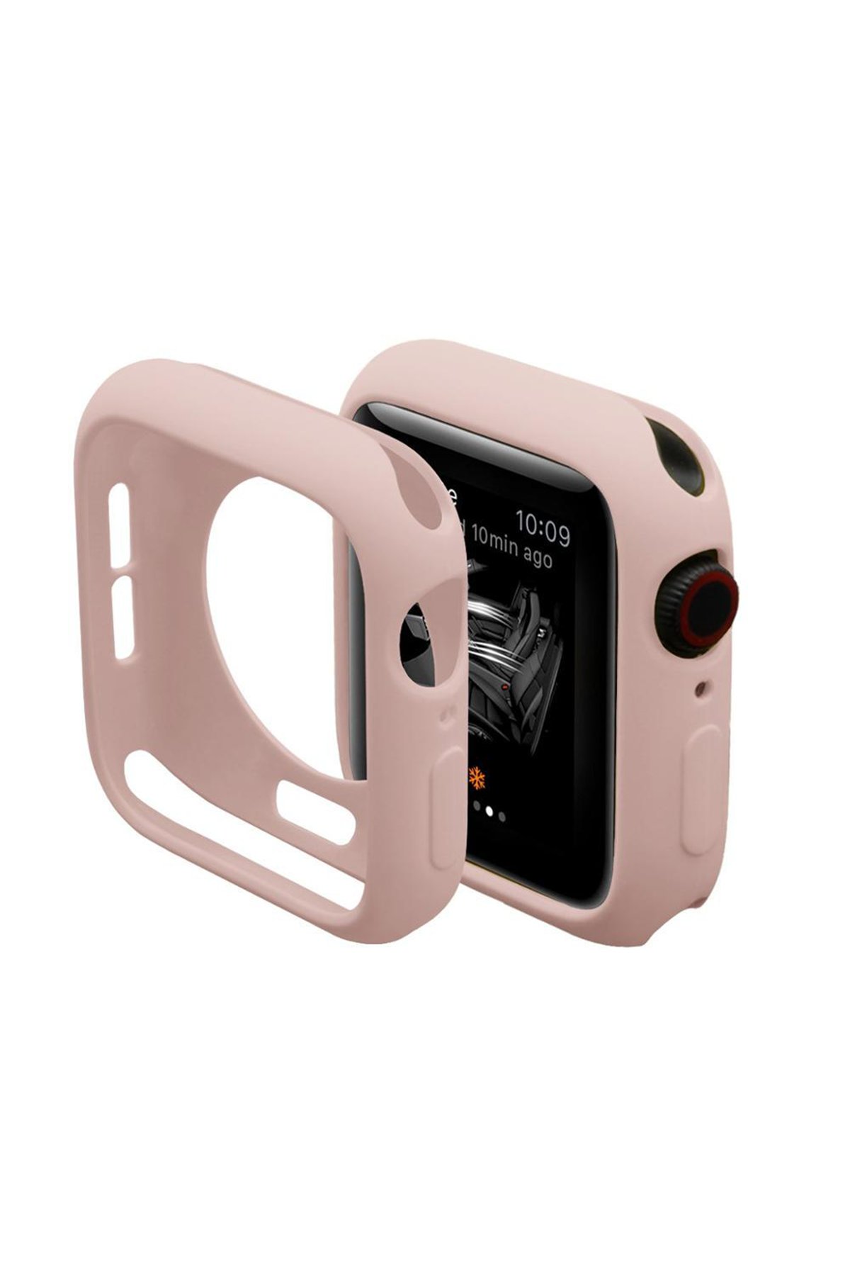 Apple Watch 44mm Silikon Alt Kasa - Pudra Apple Watch 44mm Silikon Alt Kasa - Pudra