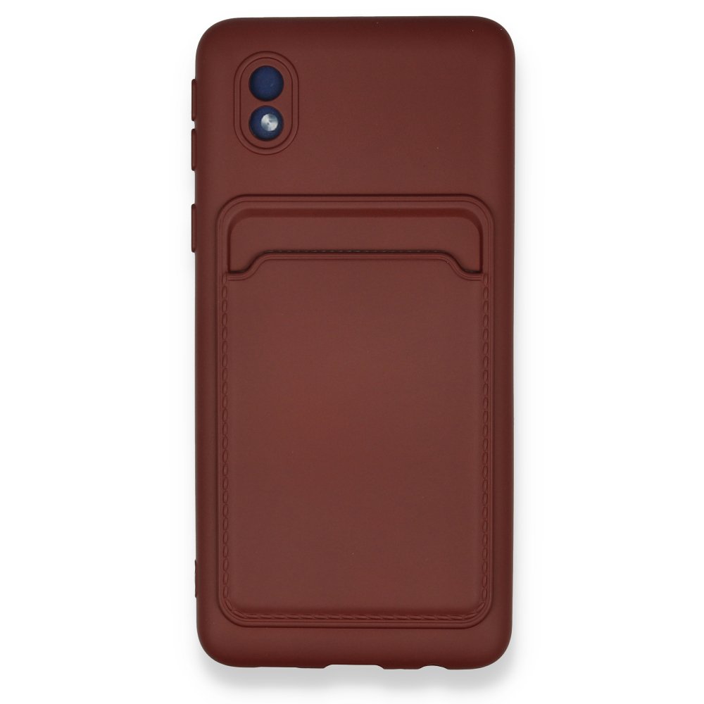  Samsung Galaxy A01 Core Kılıf Kelvin Kartvizitli Silikon - Bordo