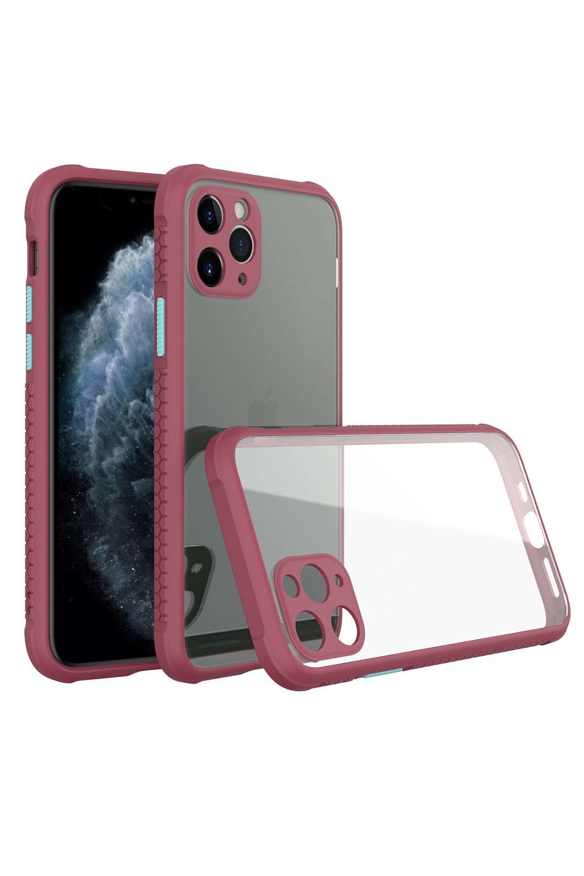  iPhone 11 Pro Max Kılıf Miami Şeffaf Silikon - Fuşya