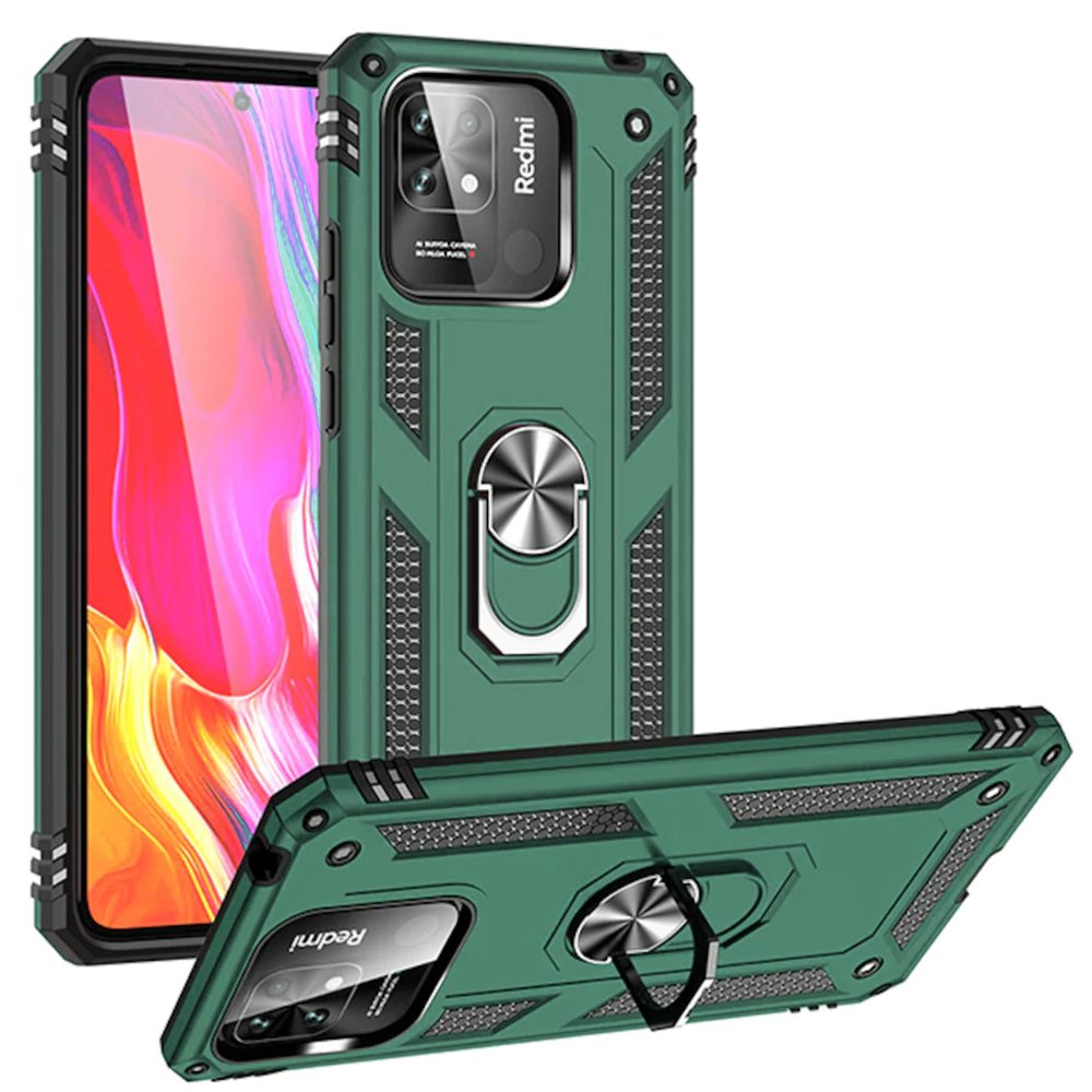 Redmi 10C Kılıf Sofya Yüzüklü Silikon Kapak - Yeşil