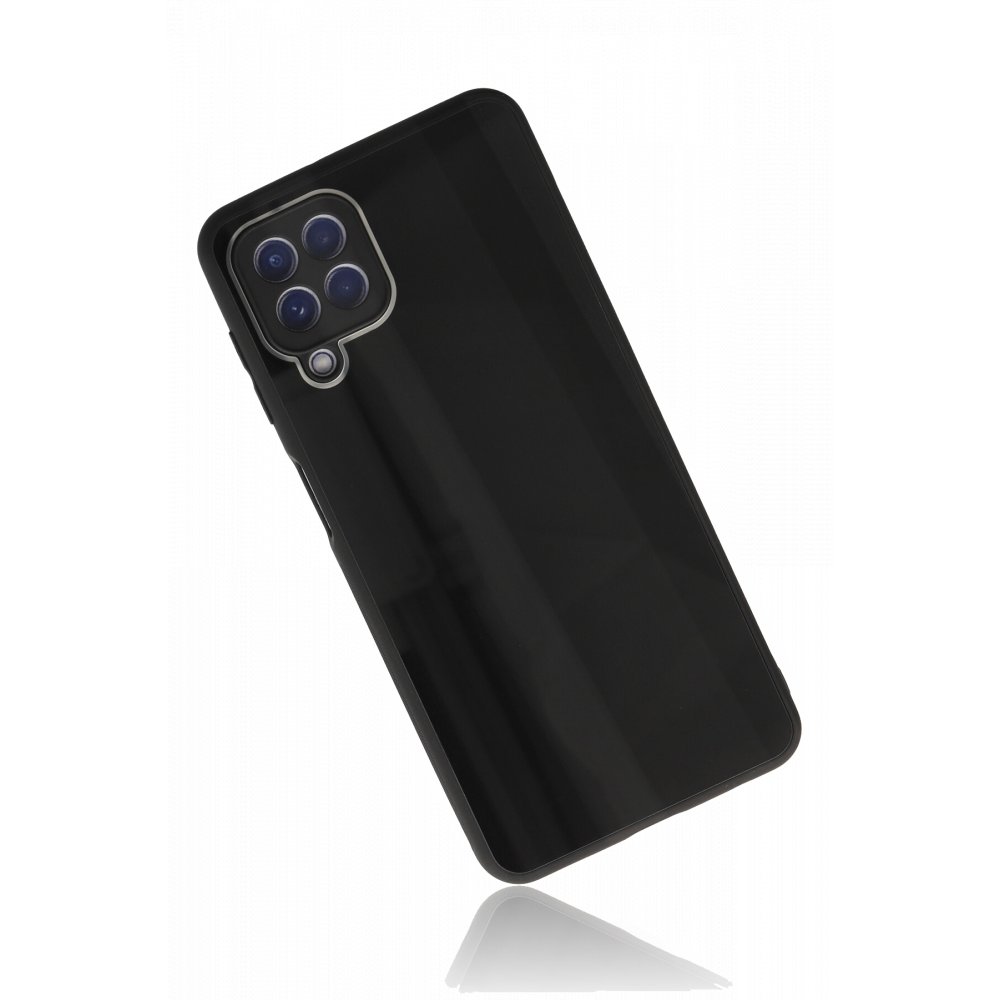  Samsung Galaxy M22 Kılıf Glass Kapak - Siyah