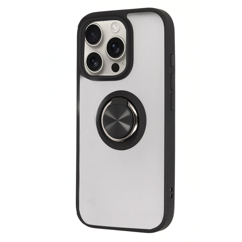  iPhone 16 Pro Max Kılıf Montreal Yüzüklü Silikon Kapak - Siyah