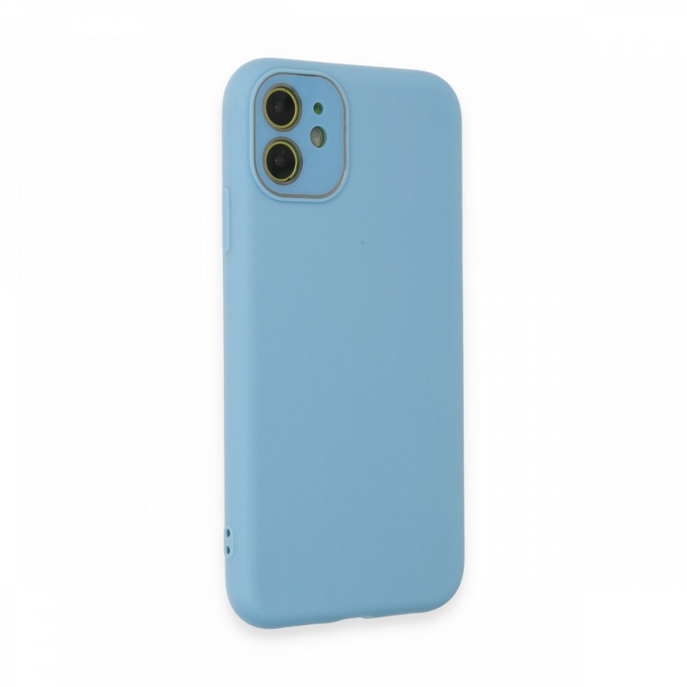  iPhone 12 Kılıf Lansman Glass Kapak - Mavi