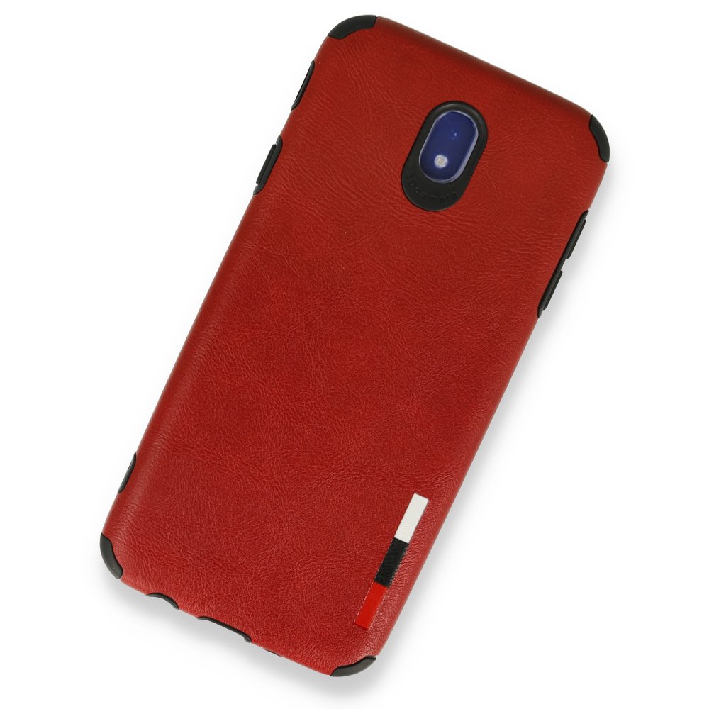  Samsung Galaxy J7 Pro / J730 Kılıf Loop Deri Silikon - Kırmızı