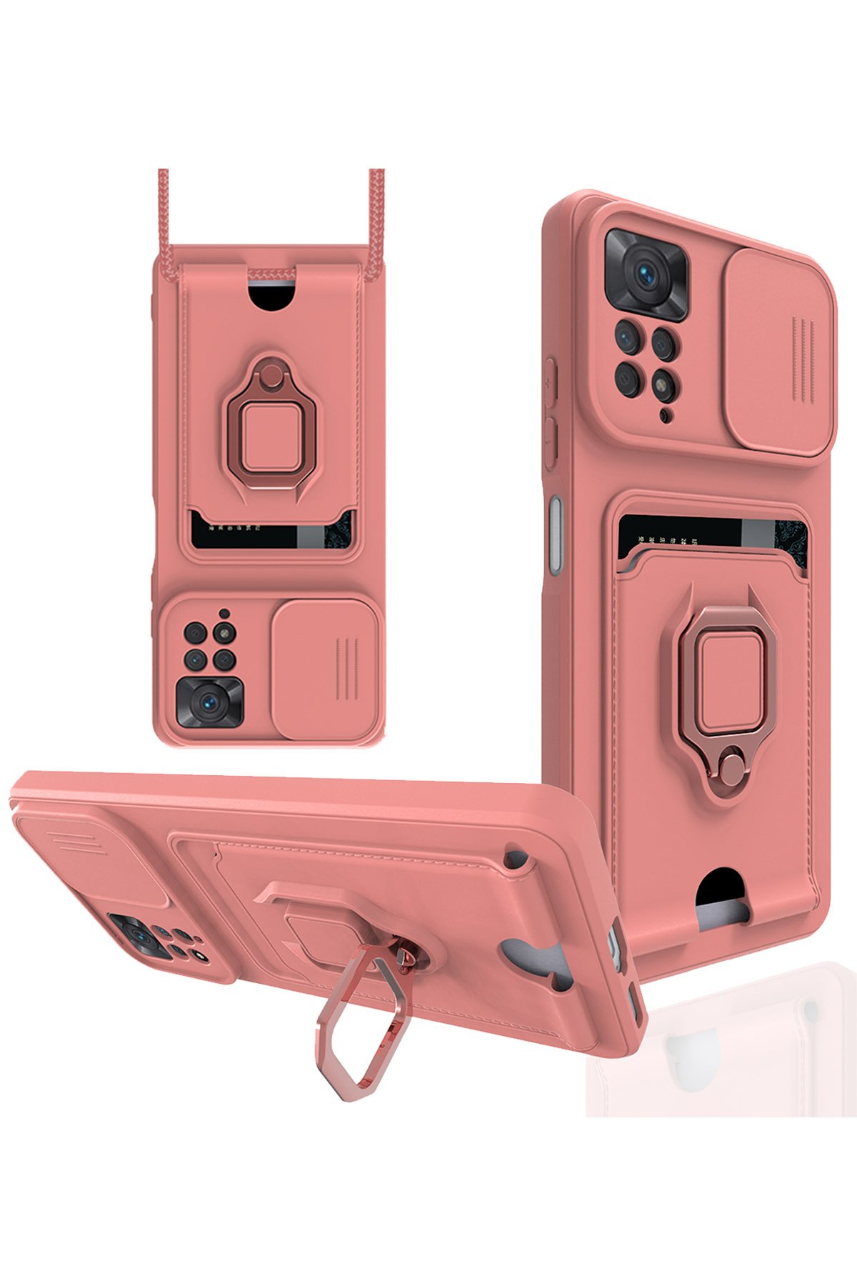 Redmi Note 12 Pro 4G Kılıf Zuma Kartvizitli Yüzüklü Silikon - Pembe