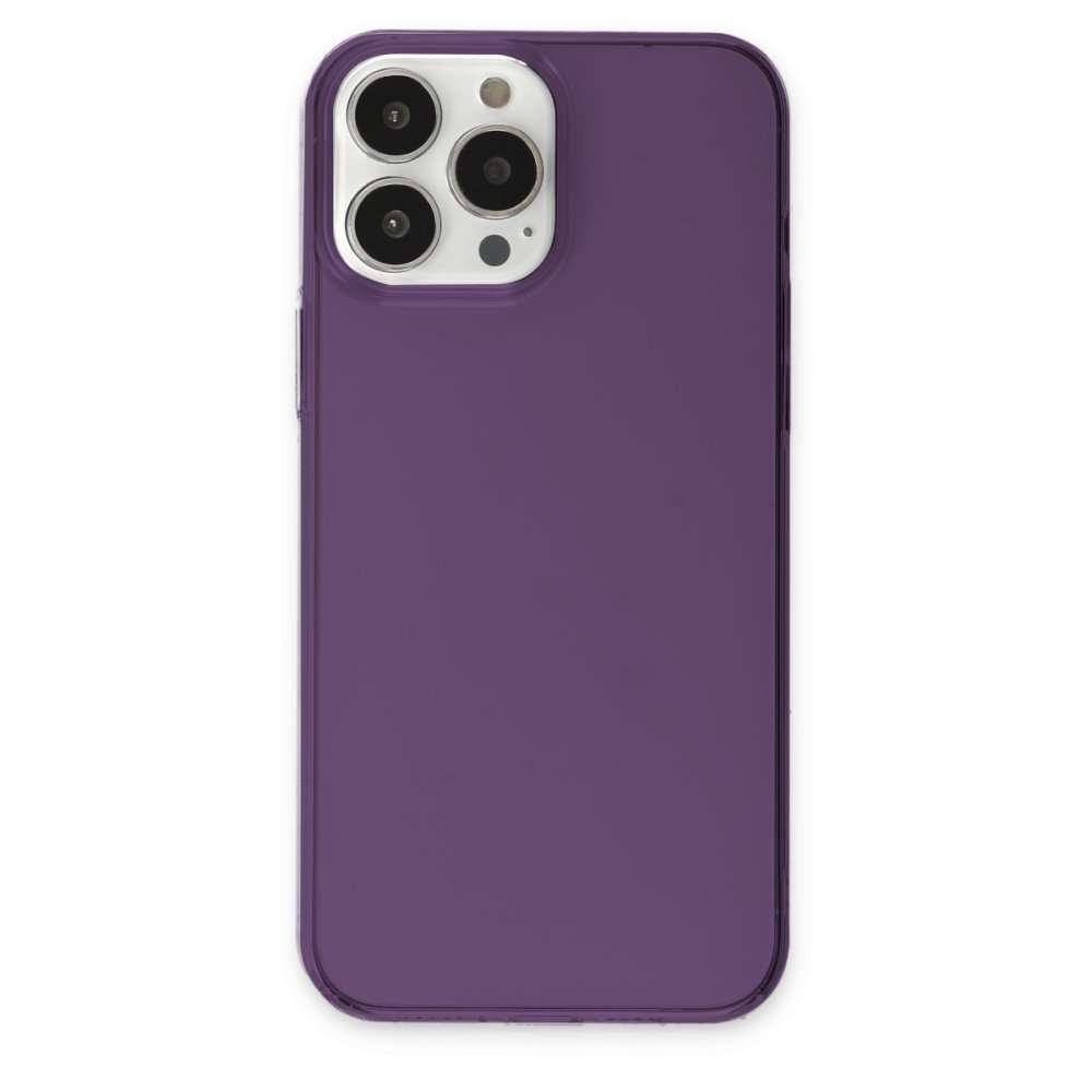 iPhone 14 Pro Max Kılıf Pc Sert Şeffaf Kapak - Mor  iPhone 14 Pro Max Kılıf Pc Sert Şeffaf Kapak - Mor
