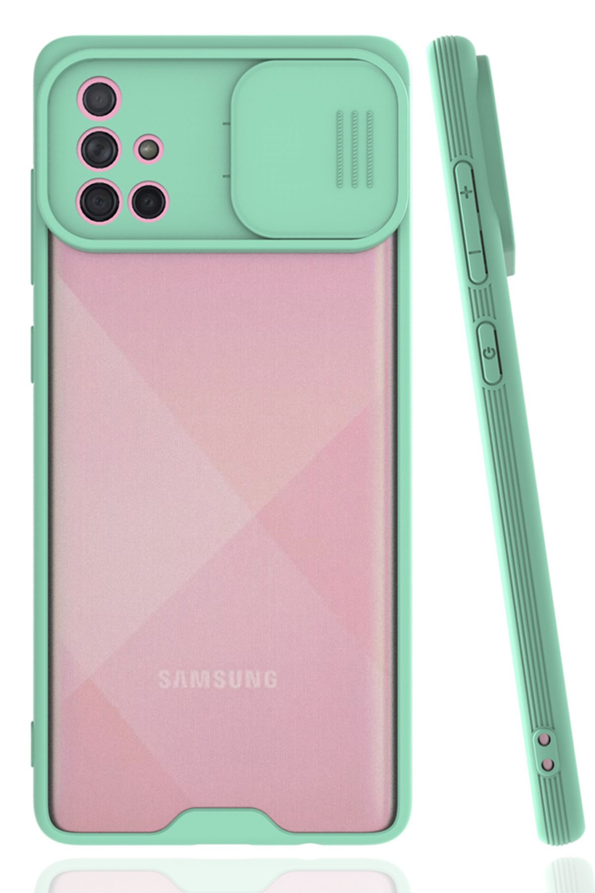  Samsung Galaxy A71 Kılıf Platin Kamera Koruma Silikon - Açık Yeşil