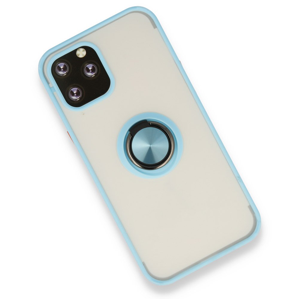 iPhone 12 Pro Kılıf Montreal Yüzüklü Silikon Kapak - Buz Mavi iPhone 12 Pro Kılıf Montreal Yüzüklü Silikon Kapak - Buz Mavi