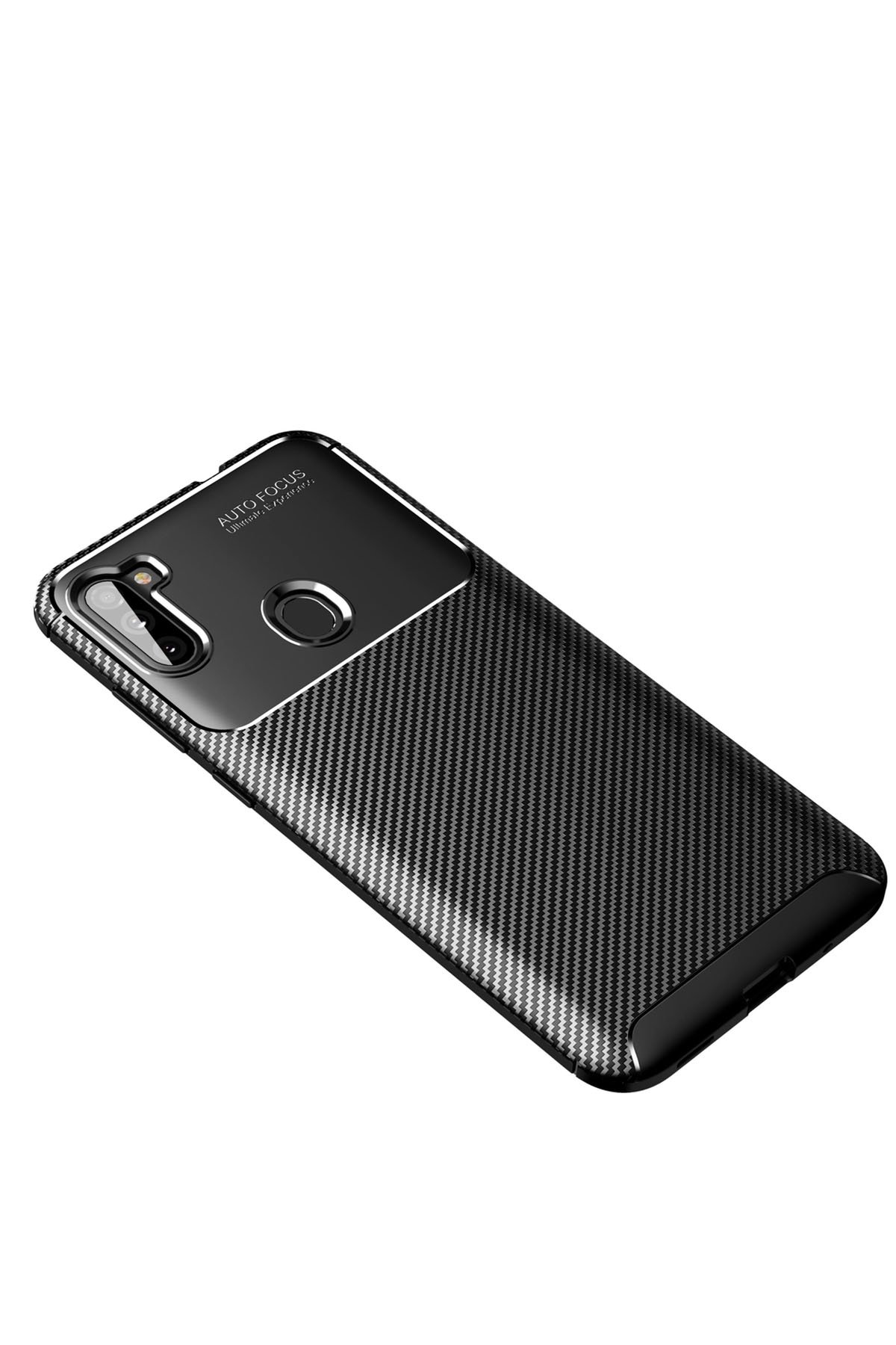  Samsung Galaxy M11 Kılıf Auto Focus Karbon Kapak - Siyah