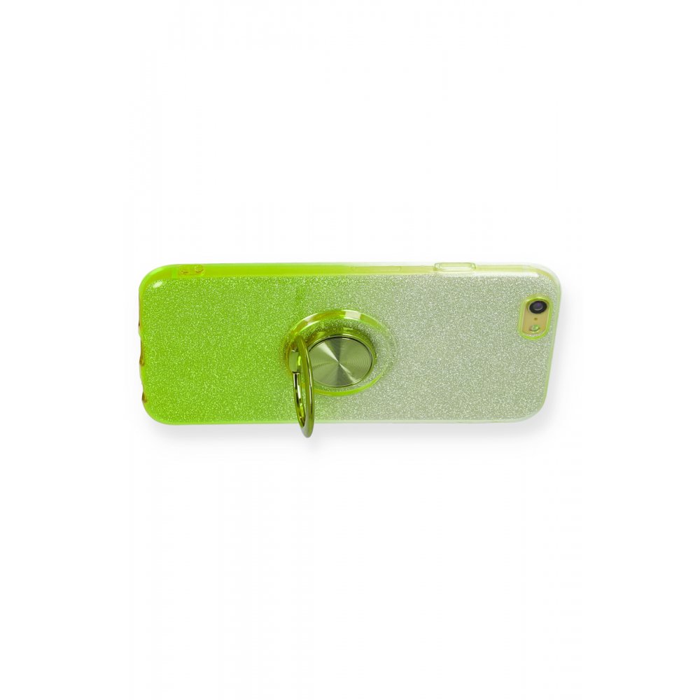 iPhone 6 Kılıf Simli Yüzüklü Silikon - Yeşil  iPhone 6 Kılıf Simli Yüzüklü Silikon - Yeşil