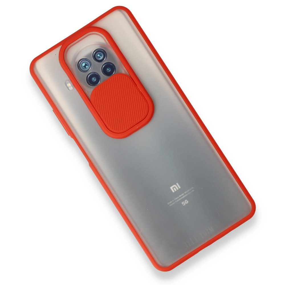 Xiaomi Mi 10T Lite Kılıf Palm Buzlu Kamera Sürgülü Silikon - Kırmızı  Xiaomi Mi 10T Lite Kılıf Palm Buzlu Kamera Sürgülü Silikon - Kırmızı