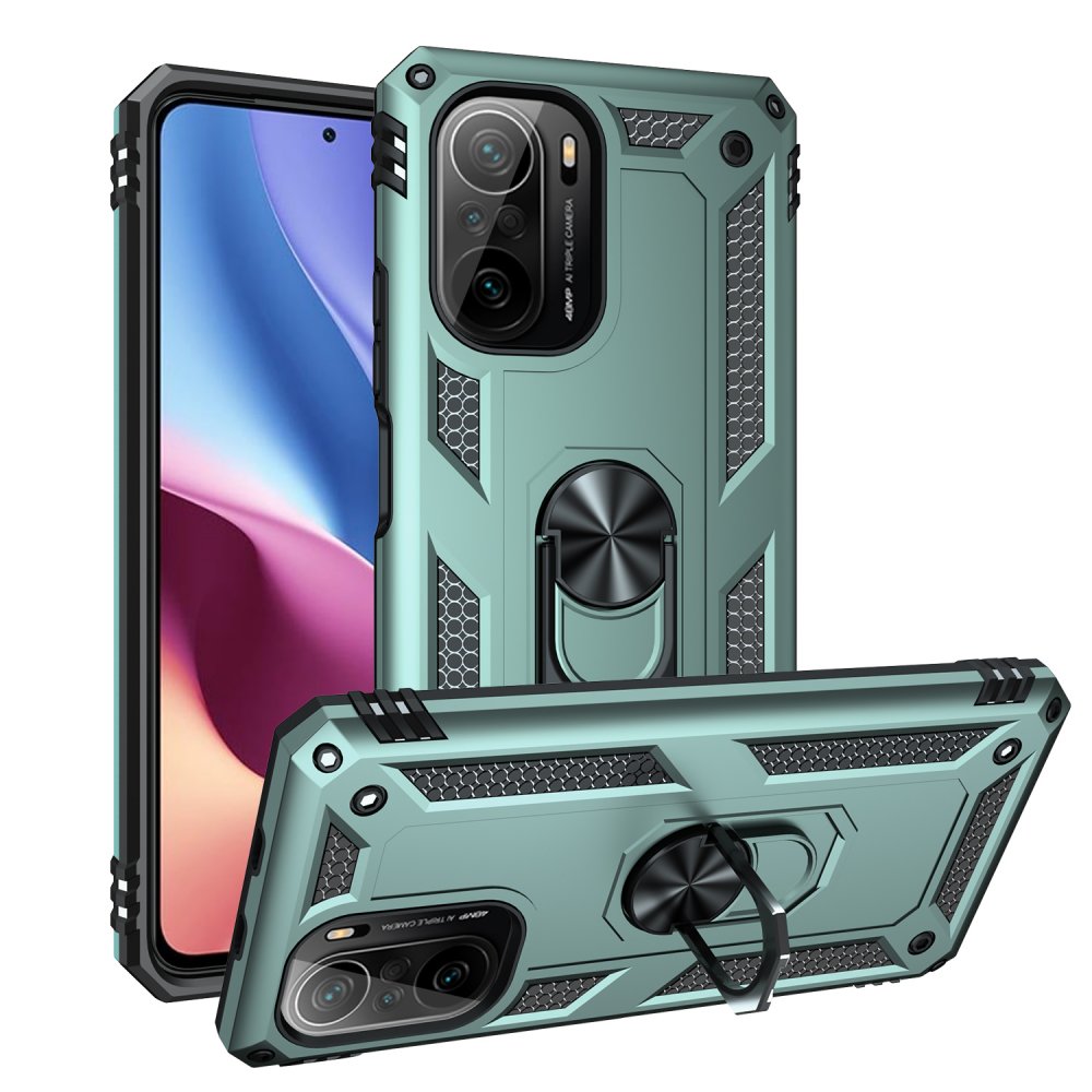  Xiaomi Mi 11i Kılıf Sofya Yüzüklü Silikon Kapak - Yeşil