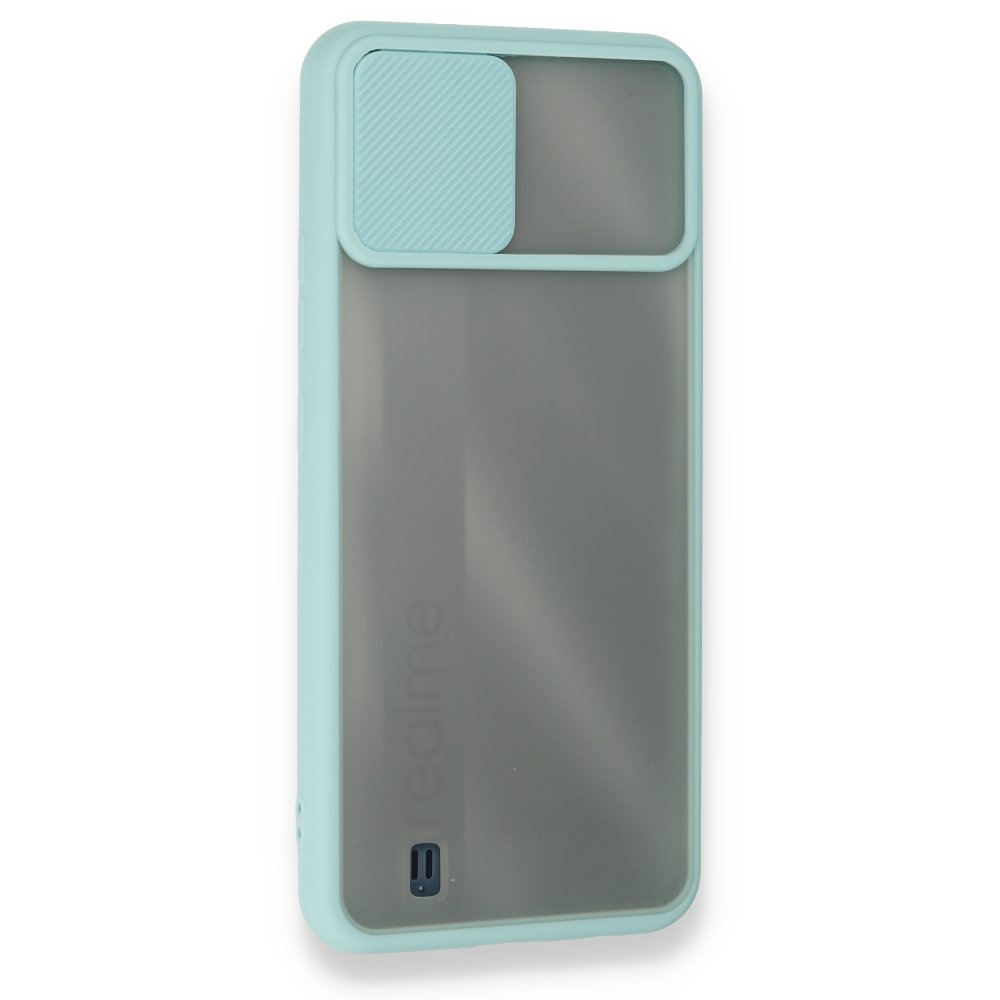 Realme C11 2021 Kılıf Palm Buzlu Kamera Sürgülü Silikon - Turkuaz  Realme C11 2021 Kılıf Palm Buzlu Kamera Sürgülü Silikon - Turkuaz
