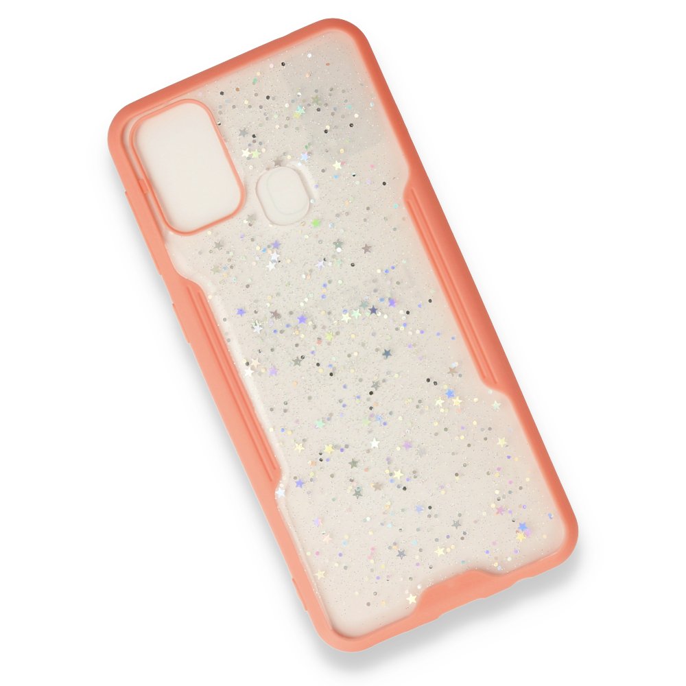  Samsung Galaxy M31 Kılıf Platin Simli Silikon - Pembe
