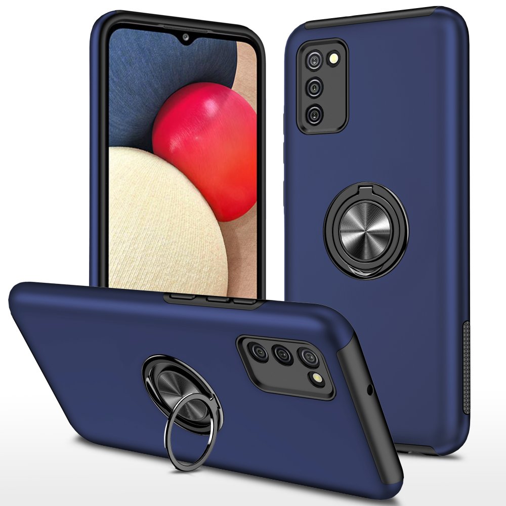  Samsung Galaxy A02S Kılıf Elit Yüzüklü Kapak - Lacivert