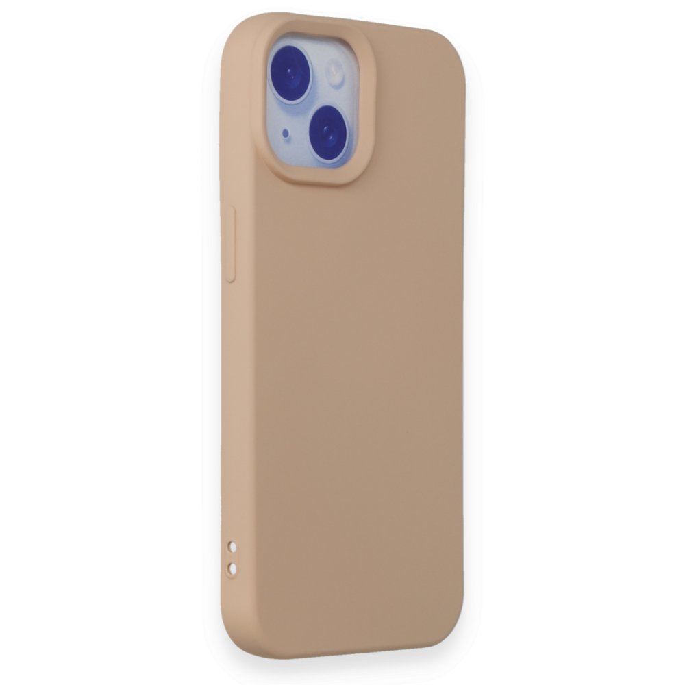  iPhone 15 Kılıf Nano içi Kadife Silikon - Pudra