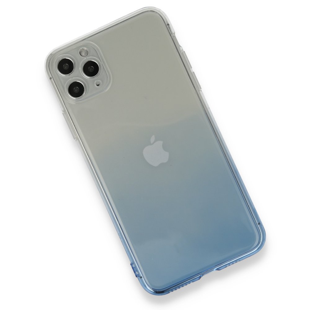  iPhone 11 Pro Max Kılıf Lüx Çift Renkli Silikon - Mavi