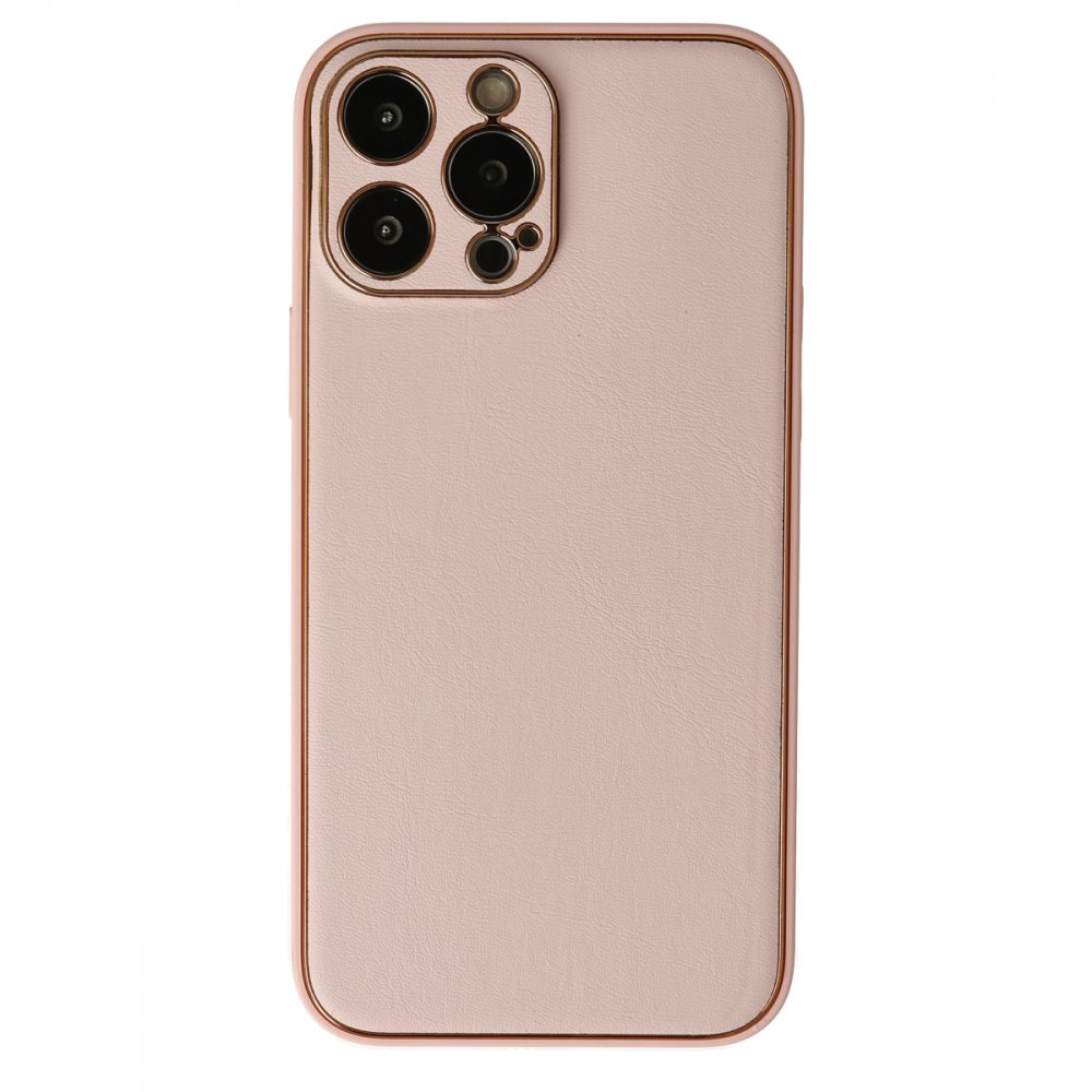 iPhone 13 Pro Max Kılıf Coco Deri Silikon Kapak - Pudra