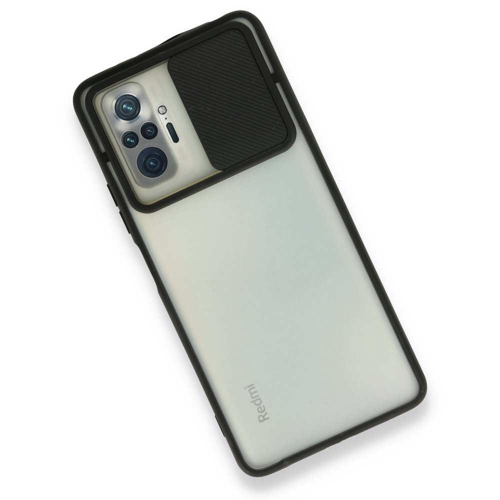 Redmi Note 10 Pro Kılıf Palm Buzlu Kamera Sürgülü Silikon - Siyah