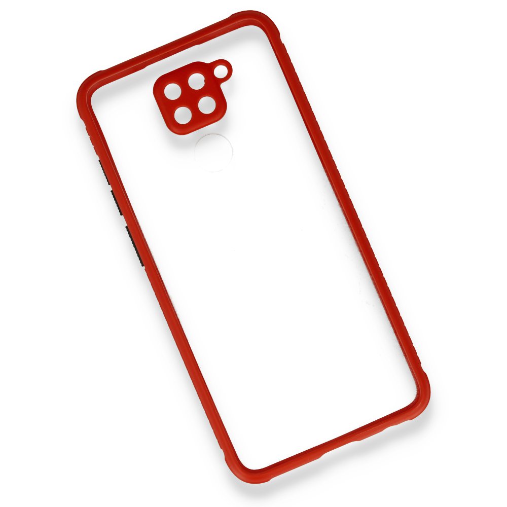 Redmi Note 9 Kılıf Miami Şeffaf Silikon - Kırmızı Redmi Note 9 Kılıf Miami Şeffaf Silikon - Kırmızı